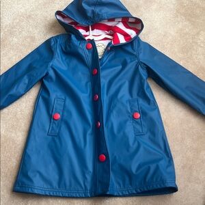 Hatley Blue and Red Striped Kids Raincoat EUC